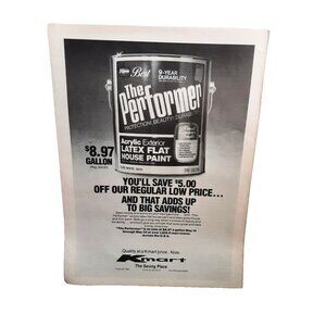 1980 Kmart The Performer Latex Flat House Paint Original Print Ad vintage 80s